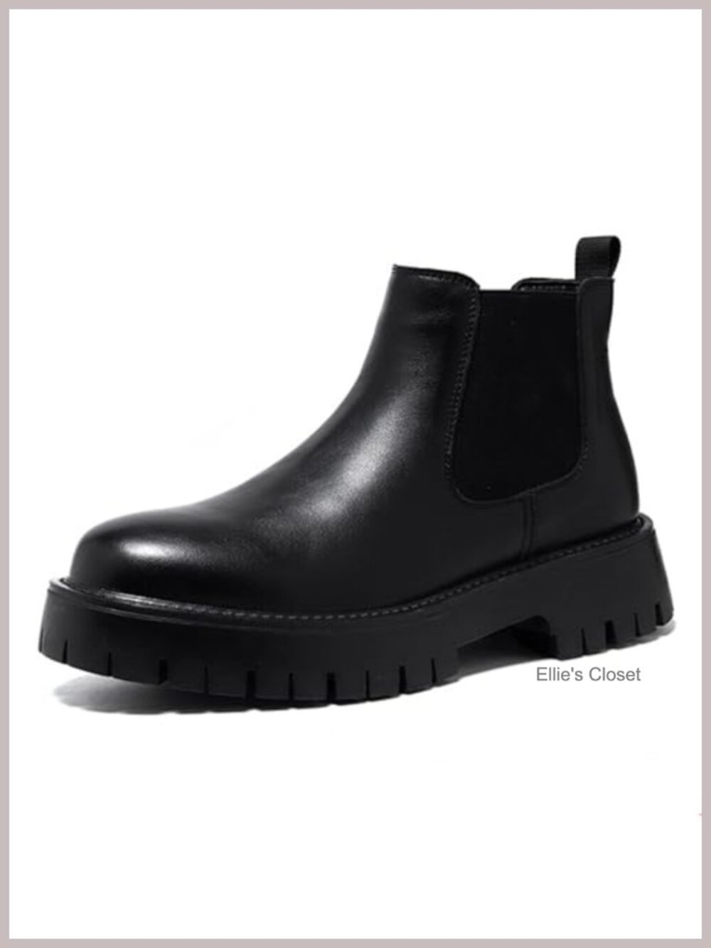 Genuine Leather Chunky Platform Chelsea Dress Boots Lug Sole Slip-On Ankle Boots